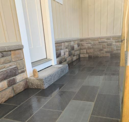 Veneer and stone patio