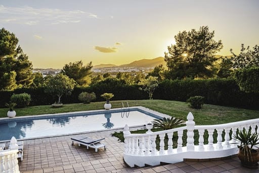 a functional outdoor space with a pool