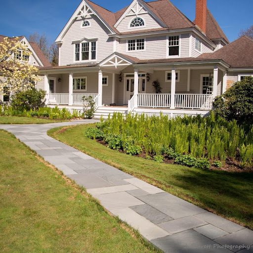 A home with a balanced hardscape and softscape