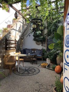 A well decorated patio in Maine.