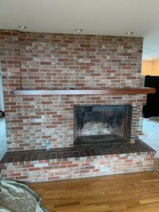 brick fireplace