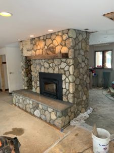 natural stone fireplace