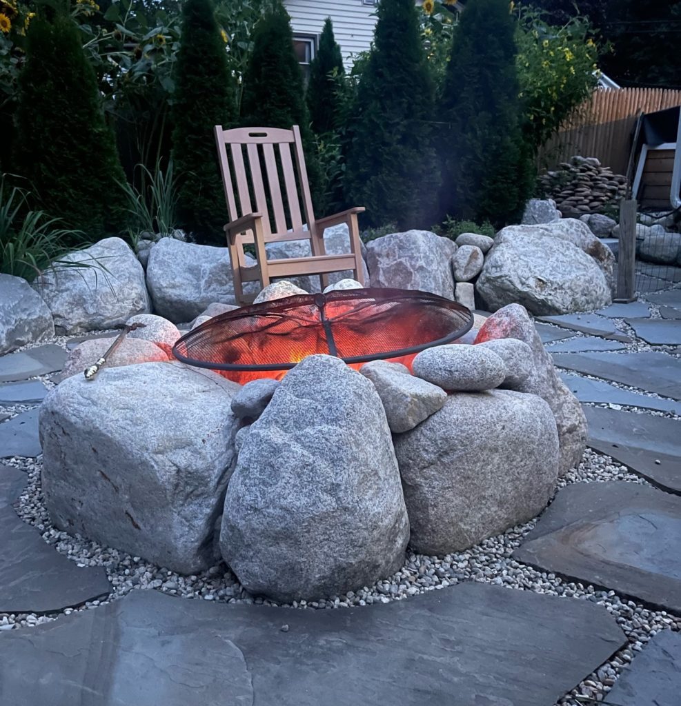 boulder fire pit