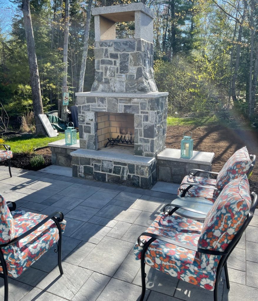 outdoor stone fireplace