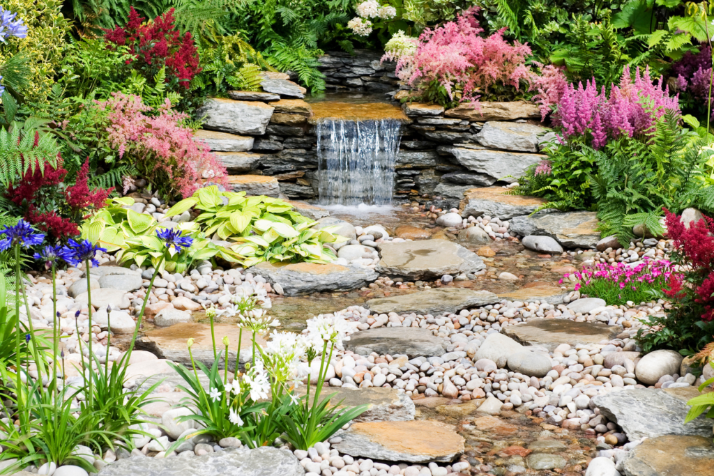 Water feature in backyard