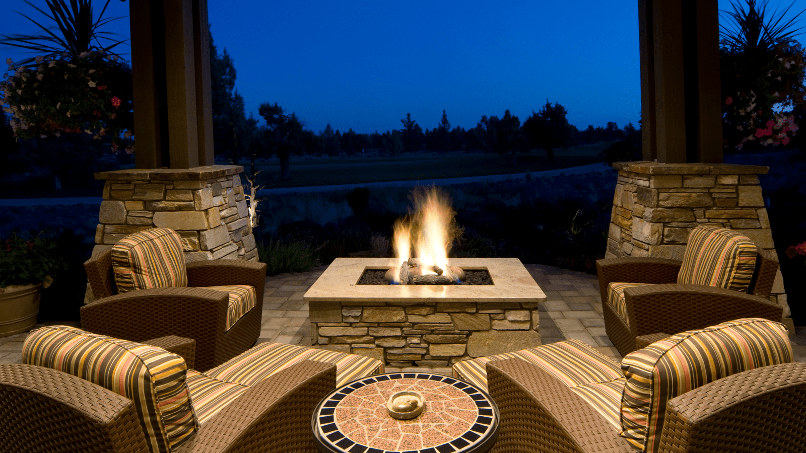 built in fire pit 