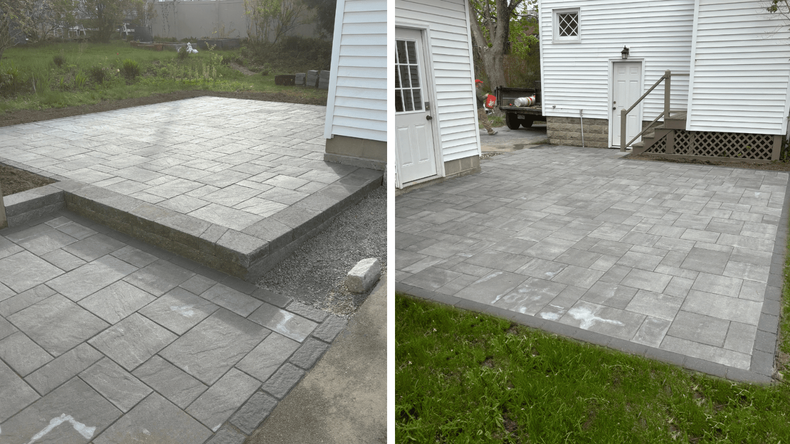 multi level stone paver patio