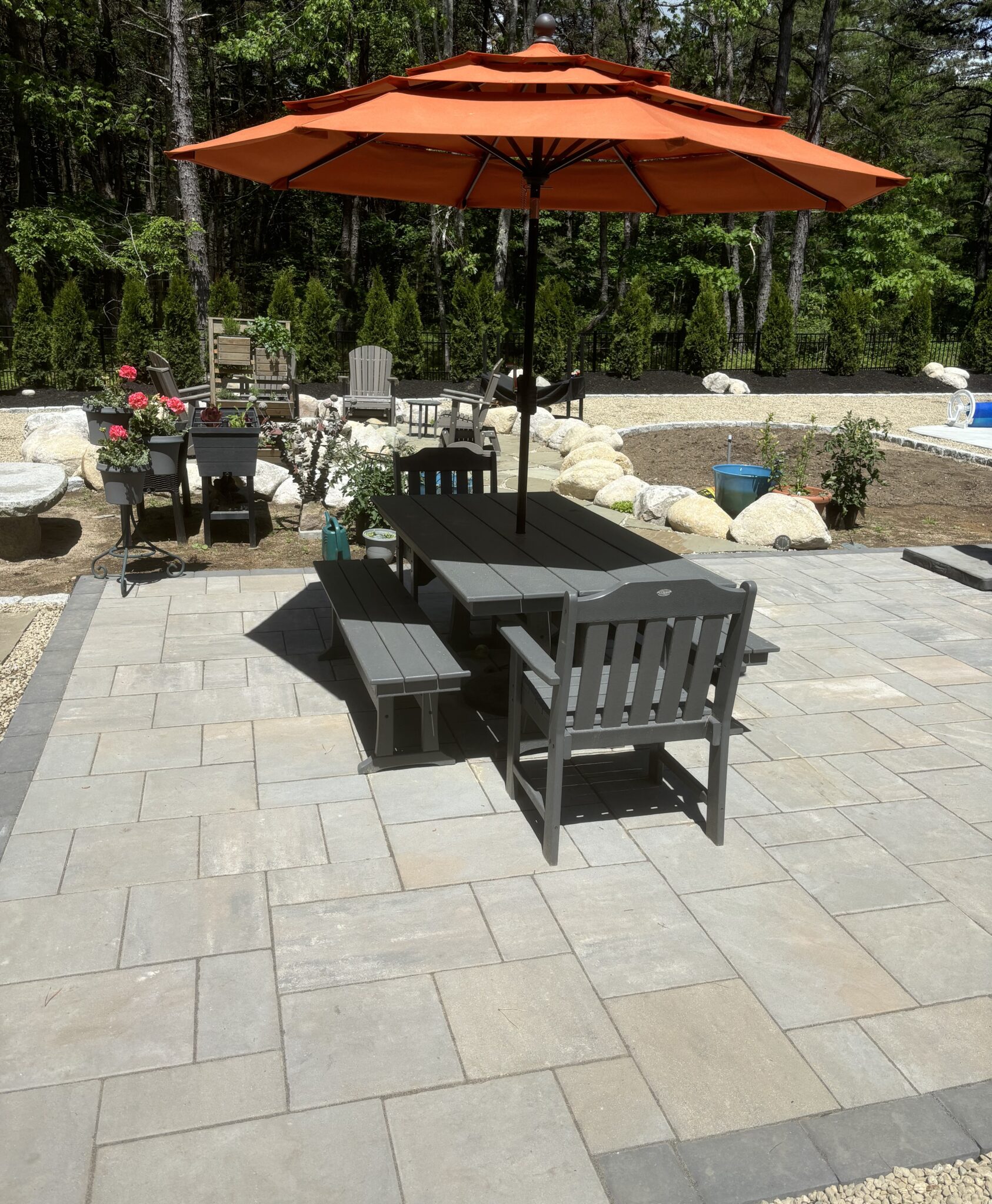 Stone Patio with Seating