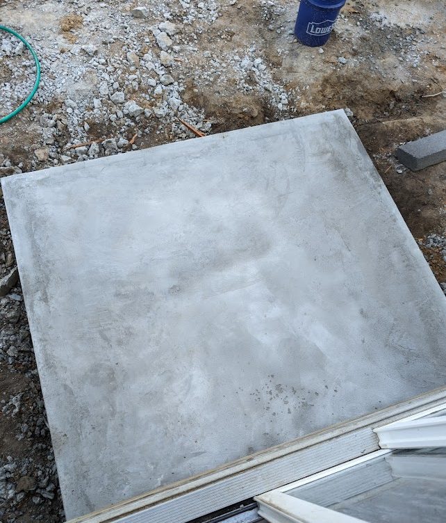 Concrete base for granite steps