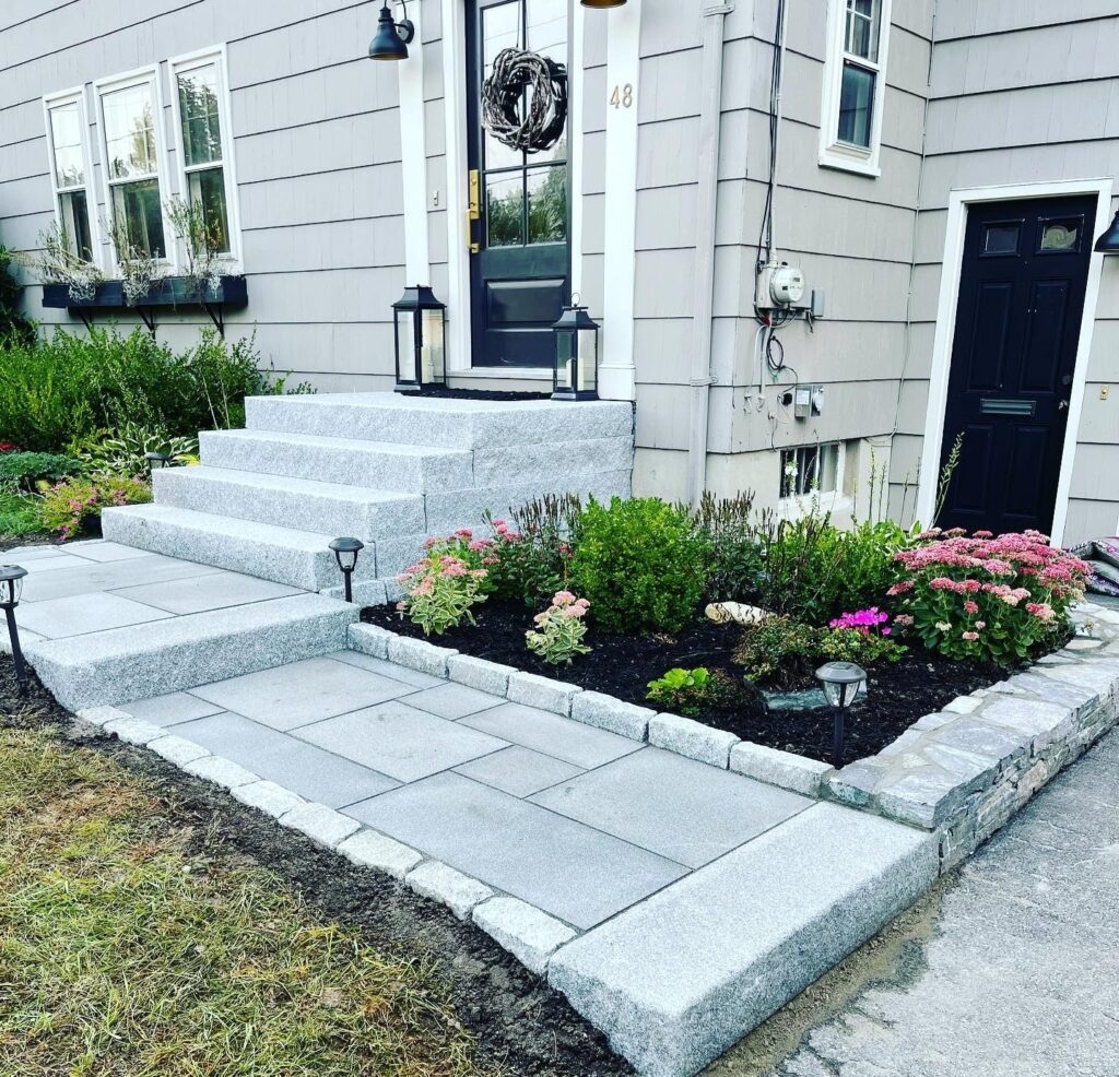 Granite entry steps and paver walkway