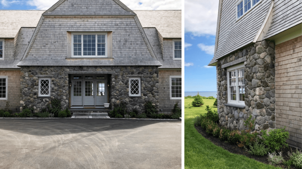 Natural stone siding on home exterior