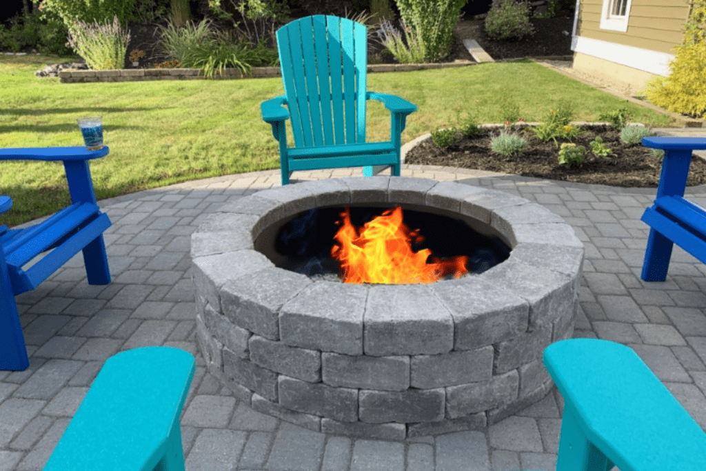 Stone fire pit patio