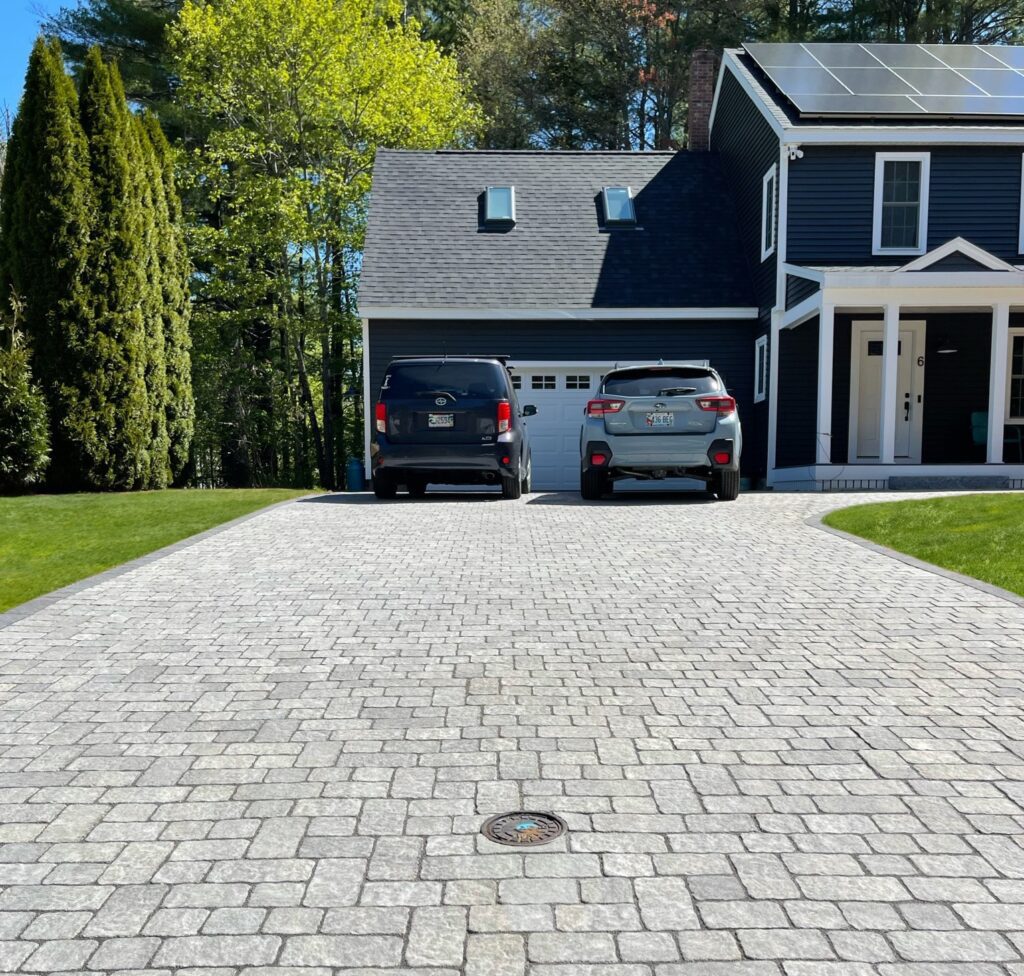 paver-driveway-installation-residential-home-gray-cobblestone